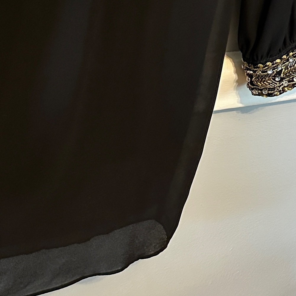 Iz Byer Black Long Sleeve Dress with Embellished Cuffs - Picture 6 of 10